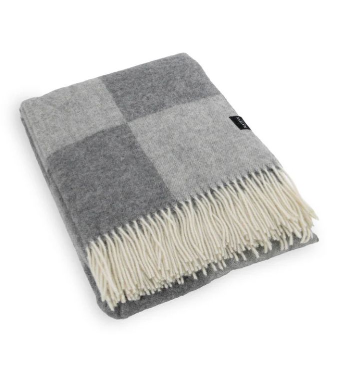 Grey Checkerboard wool Blanket