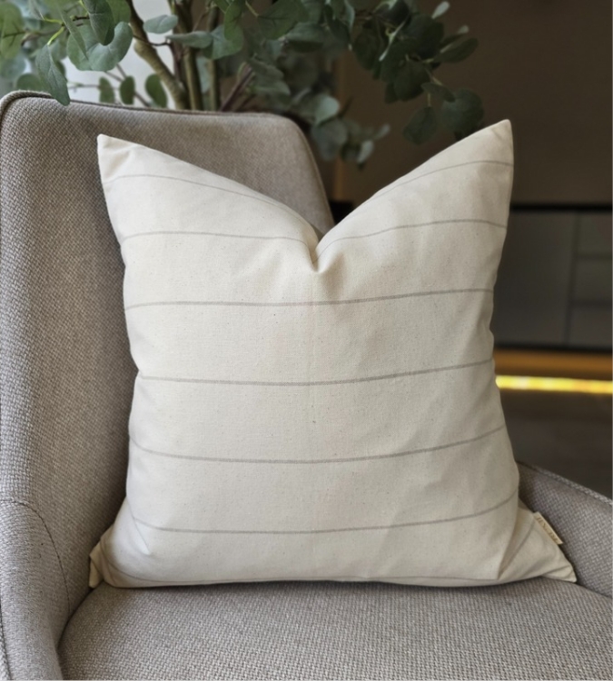 Avene Woven Cushion - Natural Stripe - Image 3