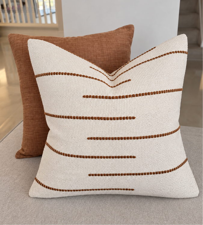 terracotta handwoven cushion